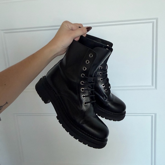 L'INTERVALLE Shoes - L'INTERVALLE Black Combat Moto Boots